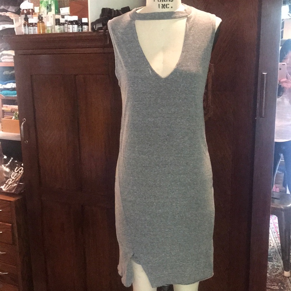 NWOT Pam & Gela Choker Knit Dress Grey XS/P 🩶